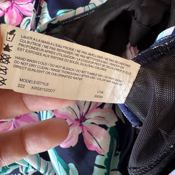 Krista Women's Large Dark Floral Tankini Swim‎ Top Spaghetti Straps Multicolor - Picture 7 of 15